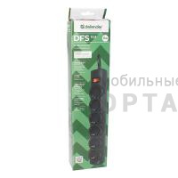Сетевой фильтр DEFENDER DFS153. 6 розеток, чёрный. Длина шнура: 3 м. (1/30)