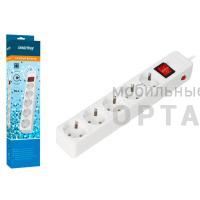 Сетевой фильтр SMARTBUY 16А, 3500 Вт, 5 гнезд, с з/ш, земля, ПВС 3x1.0 мм², 1,8 м, белый (1/45)
