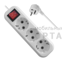 Удлинитель DEFENDER L330 3 гнезда, 5 метров, с заземлением, 16А/3500Вт, ПВС 3х1,0мм, с выключателем, белый (1/40) Удлинитель DEFENDER L330 3 гнезда, 5 метров, с заземлением, 16А/3500Вт, ПВС 3х1,0мм, с выключателем, белый (1/40)