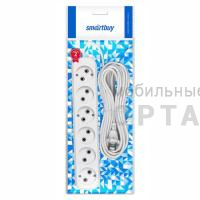 Удлинитель SMARTBUY 6 гнезд 7 метров 10А/2,2кВт без заземления ПВС 2х1,0 (1/30)