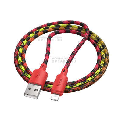 Кабель USB to Lightning HOCO X116 Meridian, 1m, 2.4A,  красный
