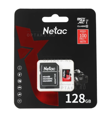 Карта памяти microSDXC 128 Гб Netac, INDUSTRY, P500, Class 10/U1/U3, 100MB/s, без адаптера