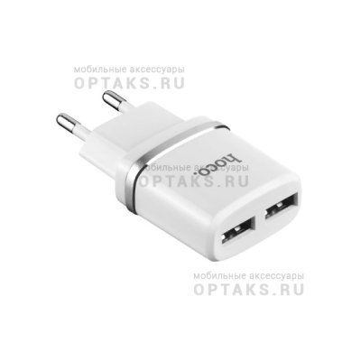 СЗУ HOCO C12, 2400mA, кабель USB to Micro,  белый