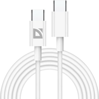USB кабель DEFENDER F182 TypeC-TypeC 2м, 30 Вт, PD,TPE,белый,пакет (1/100)