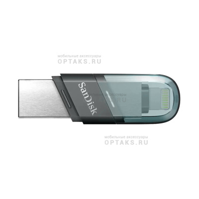 Флешка USB3.1 64 Гб SanDisk  Flip iXpand (Type A + Lightning)  голубой/серебро